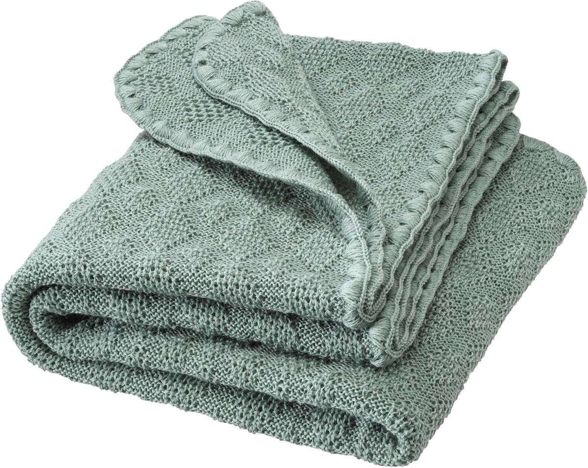 SnelShoppen - Baby Wollen Deken voor Baby's en Kinderen, 100% Organisch Merino, Ajour Patroon, Zacht en Warm, 80 x 100 cm, Ideaal voor Pasgeborenen, J