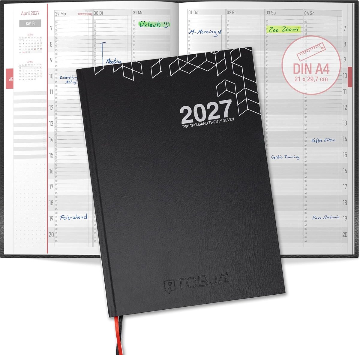 SnelShoppen - TOBJA Book Book Practice Planner 2026 A4 - Dagelijkse Planner met 15 Minuten Urenindeling - Compleet Salon Planner Kalender voor Efficië