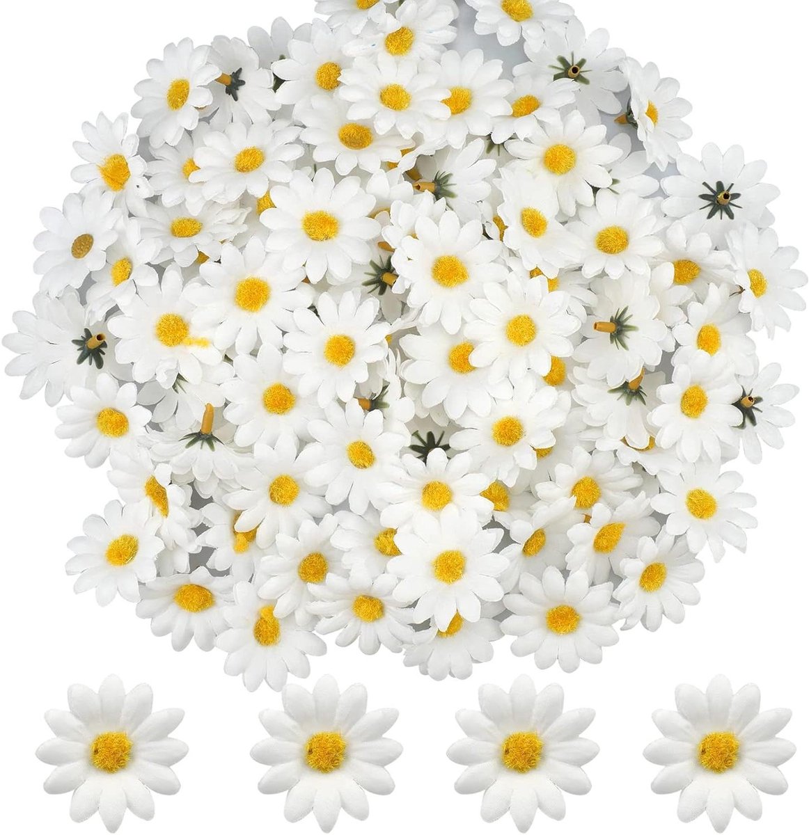 Kunstmatige Bloemhoofden - Nep Margrieten - Decoratie Knutselen - Zachte Zijde Stof - 100 