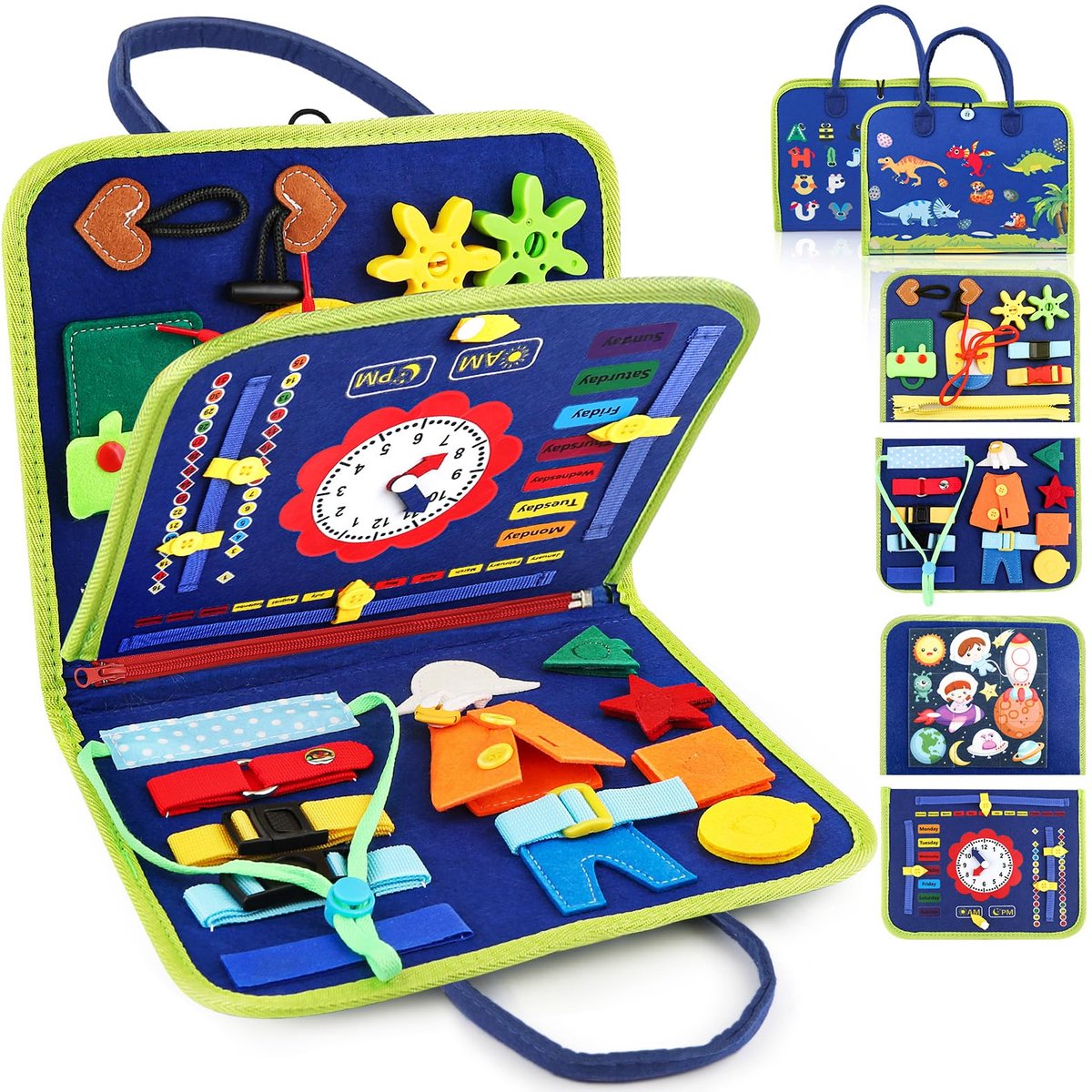 Busy Board voor Peuters – Montessori-Sensorisch Speelgoed – Reisspeelgoed voor Peuters van 1-4 Jaar – Educatief Bord voor Motorische Vaardigheden – Verjaardagscadeau voor in het Vliegtuig of de Auto