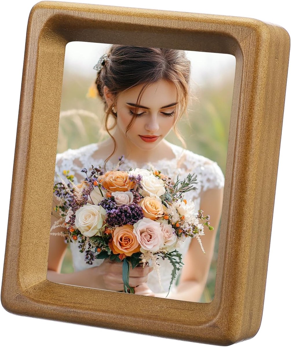 SnelShoppen - 3 x Mini Fotolijsten Natuurlijk Hout 10 cm - Teak Houten Fotolijsten voor Wandmontage, Display en Kantoor - Duurzaam en Sterk