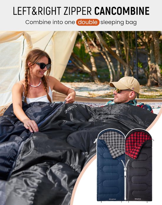Thijox - Sacco a Pelo Invernale Extra Grote Slaapzak XXL - Flanella Cotone, Warm, Lichtgewicht, 3-4 Seizoenen, Perfect voor Camping, Trekking en Buite van Thijox — afbeelding 3