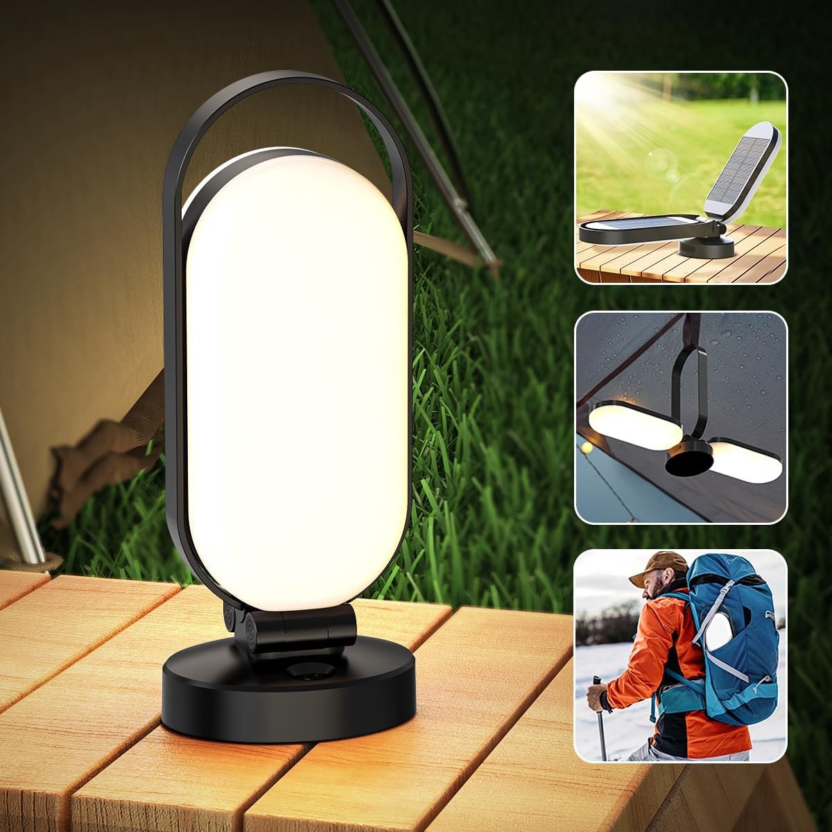 Thijox - Oplaadbare LED Camping Lantaarn - Waterdichte IPX4 Outdoor Lichten - Dimbaar & 3 Kleurtemperaturen - Handheld en Opgehangen Gebruik - 350 Lum