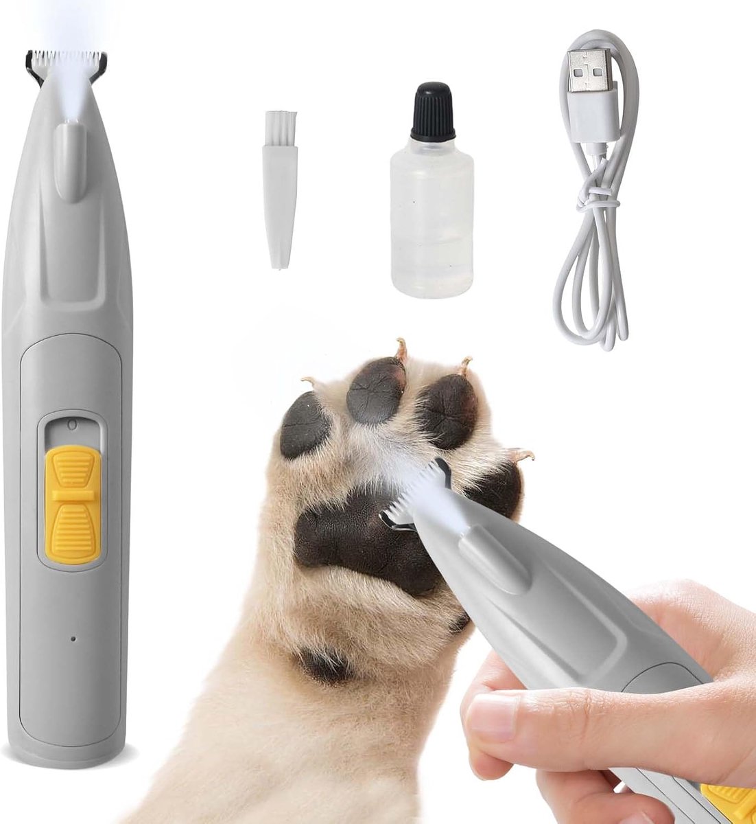 SnelShoppen - Oplaadbare Hondenpoot Tondeuse met LED-Licht - Waterdichte Dieren Tondeuse voor Honden en Katten - Inclusief Nagelknipper, Oplaadkabel e