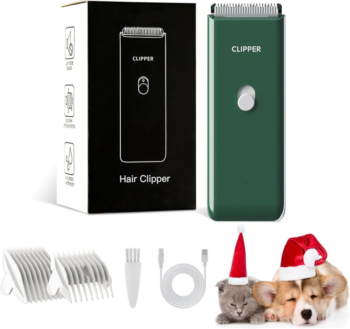 SnelShoppen - Draadloze Hondentrimmer - Oplaadbare Hondenverzorgingsset voor Katten, Honden, Kittens, Puppy - Groen - Veilig en Gemakkelijk in Gebruik