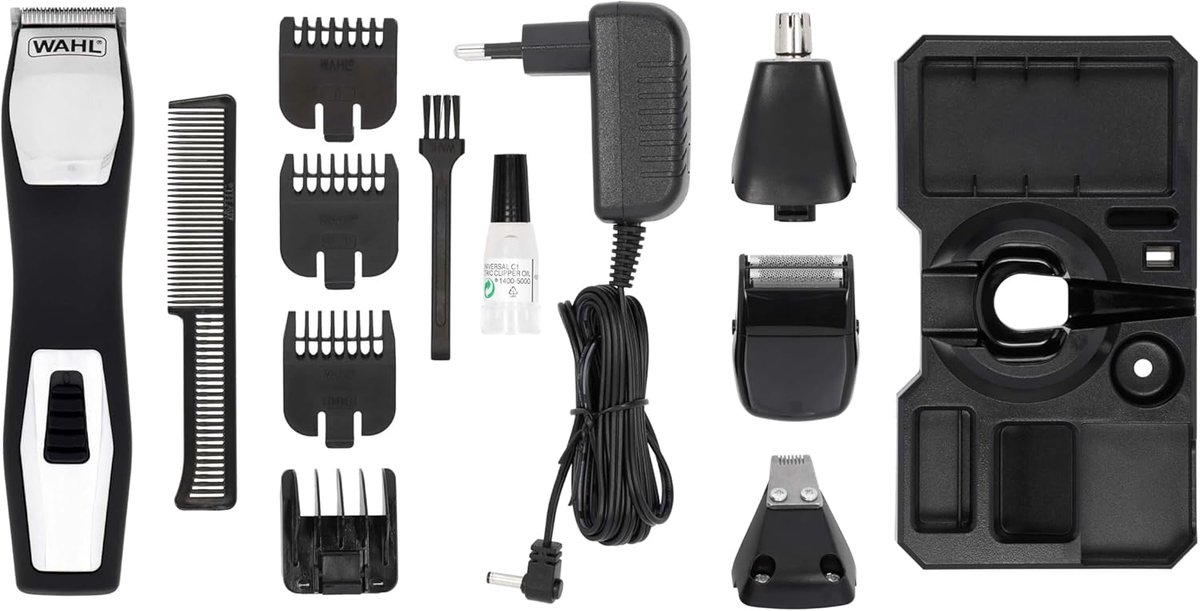 Thijox - GroomsMan Pro Oplaadbare Trimmer - Draadloze Precisie Snijset - Zelfslijpende Stalen Bladen - Ergonomische Design - 4 Opzetstukken - 60 Minut