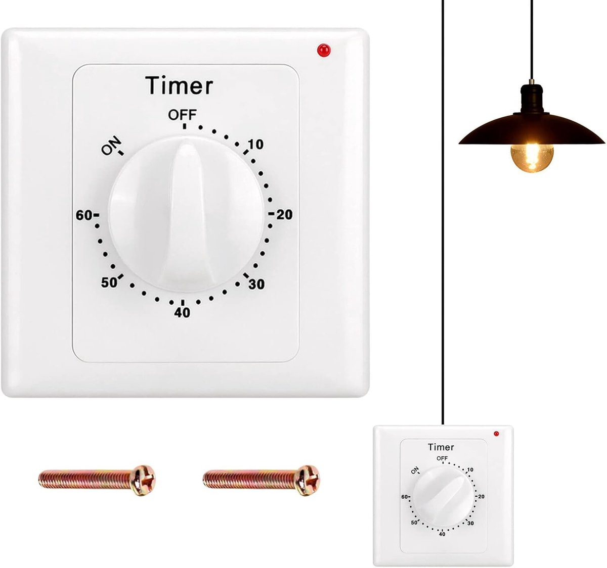 SnelShoppen - Countdown-schakelaar AC 220V met Timer, 60 Minuten Countdown Lichtschakelaar, IP65 Waterdicht Stopcontact voor Badkamer, Ventilator en V