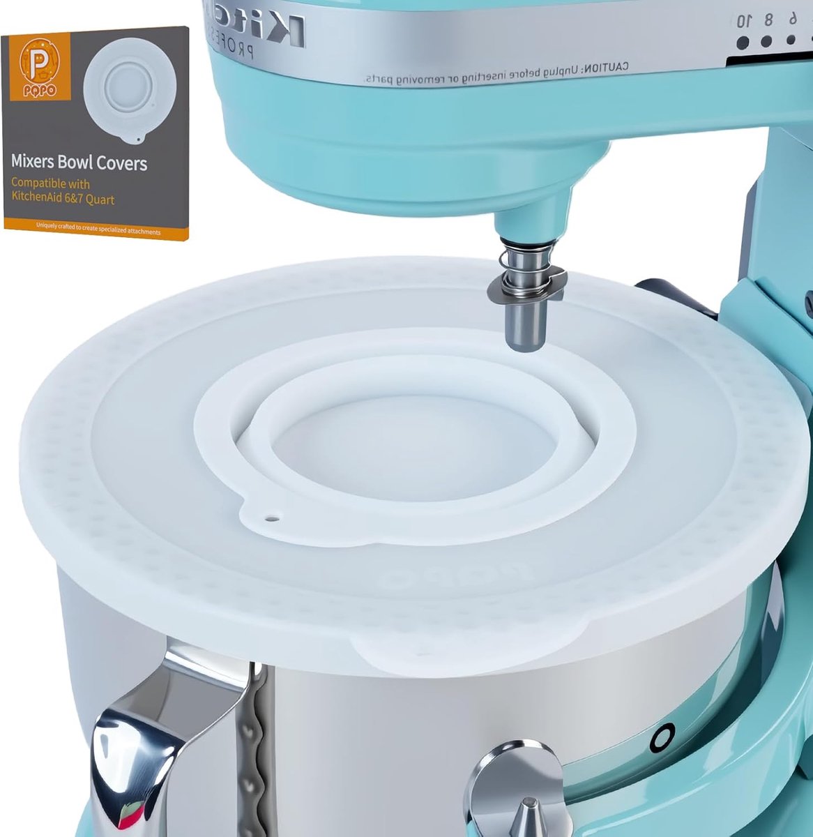 SnelShoppen - Siliconen deksel voor mixerkom, stof- en spatwaterdichte mengkomdeksel voor Kitchen Aid blenders, wit, perfect voor keukengebruik, ideaa