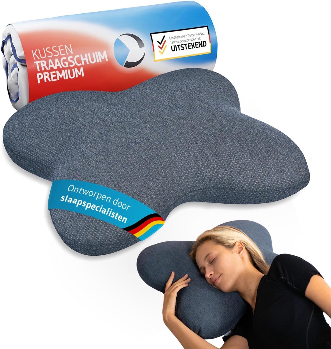 Thijox - Zijslaapkussen ACAMAR QuickDry | Orthopedisch Neksteunkussen Geheugenschuim 55x47x12 cm | Warmteregulerend Sneldrogend | Comfortabel voor Sla