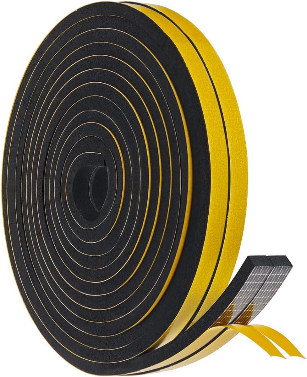 SnelShoppen - Afdichtingstape zelfklevend, 10 x 6 mm, 8 m, hoge dichtheid schuimrubber, raam- en deurafdichting, bescherming tegen kou, geluid en bots