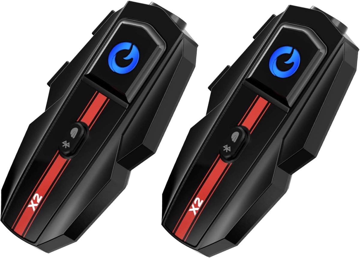 SnelShoppen - X2 Motorfiets Intercom Bluetooth 5.4, Helm Headset voor 2 Bestuurders, 1000m Communicatie, Audio Multitasking, Muziek Delen, 1000mAh Bat