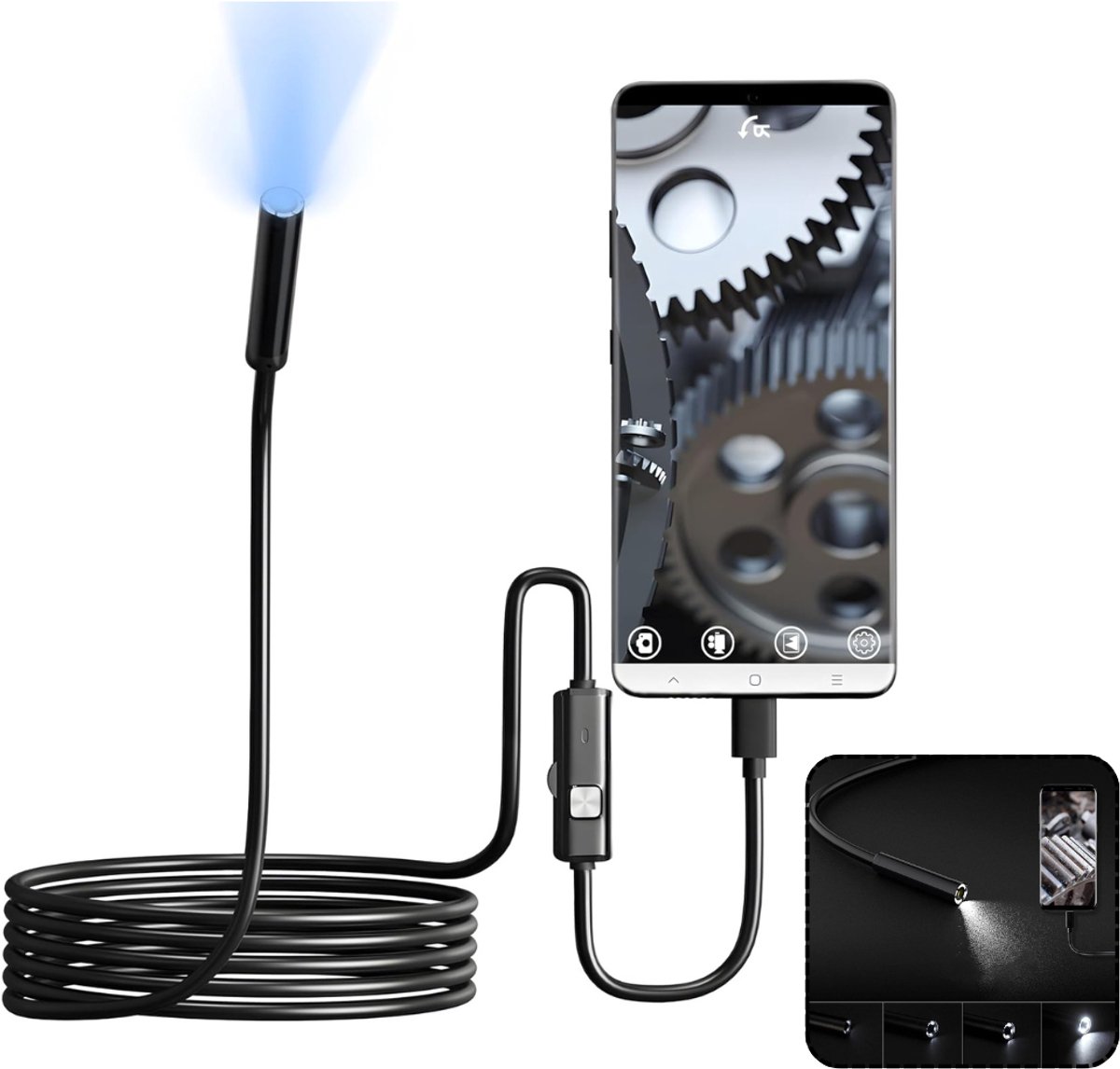 CLGP® USB Endoscoop Android– Draadloze Inspectiecamera HD – Zwart