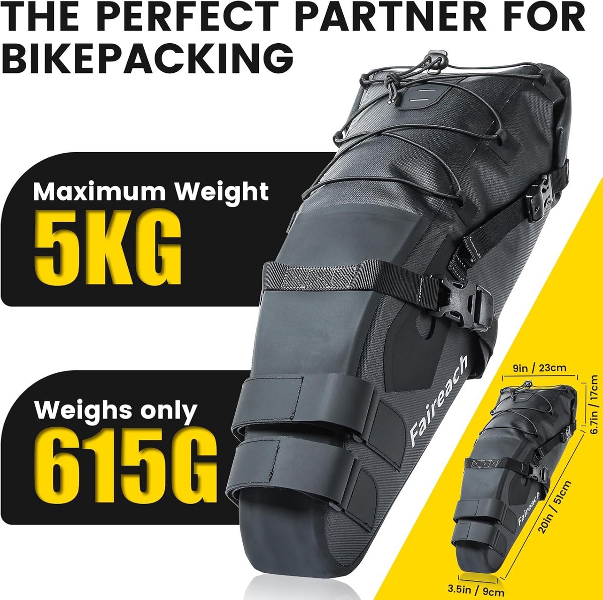 Thijox - Bikepacking Zadeltas 10L - 100% Waterdicht TPU Fietszadeltas voor Gravelbike en MTB - Ideaal voor Fietstochten, Kamperen en Avontuurlijke Rit
