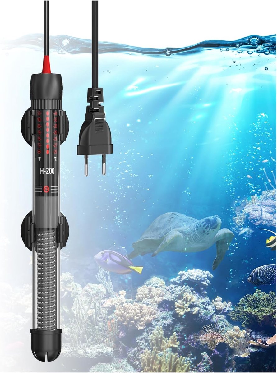 SnelShoppen - Dompelbare Aquarium Verwarmer 100W - Verstelbare Temperatuur Regeling - Zuignappen - Voor Vistanks 50L-120L - Ideaal voor Buiten gebruik