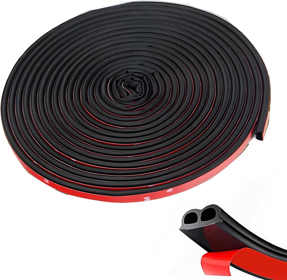 SnelShoppen - Autodeurafdichting B-vorm 5M/16FT - Universele Rubber Afdichting voor Auto - Geluidsisolatie en Stofbestendigheid - Zelfklevend en Duurz