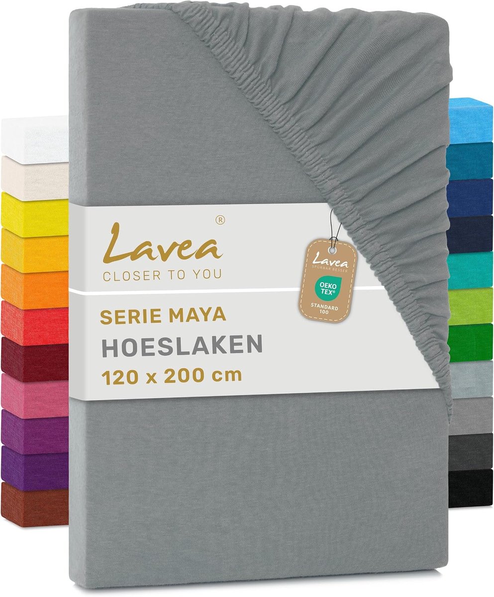SnelShoppen - Hoeslaken 120x200 cm - Zacht en Ademend Jersey - 100% Katoen - Geschikt voor Matrassen tot 20 cm - Middengrijs met Elastiek Rondom - Kre