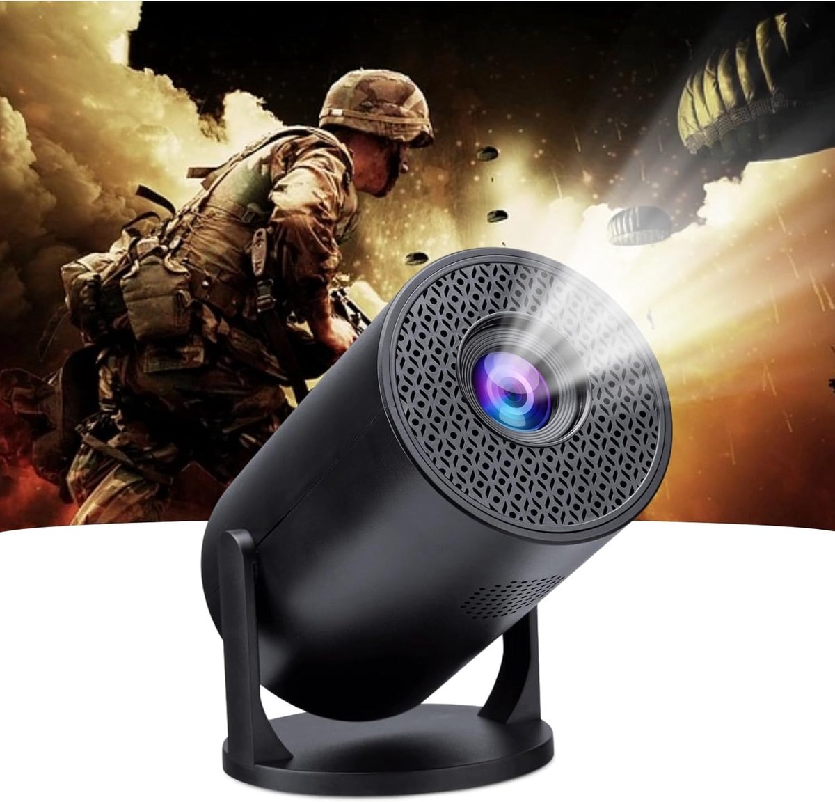 SnelShoppen - Draagbare 1080P Projector met 270° Verstelbaar, WiFi Home Theater voor Buitenfilms, Compatibel met Telefoons, Laptop en TV Stick, 150" S