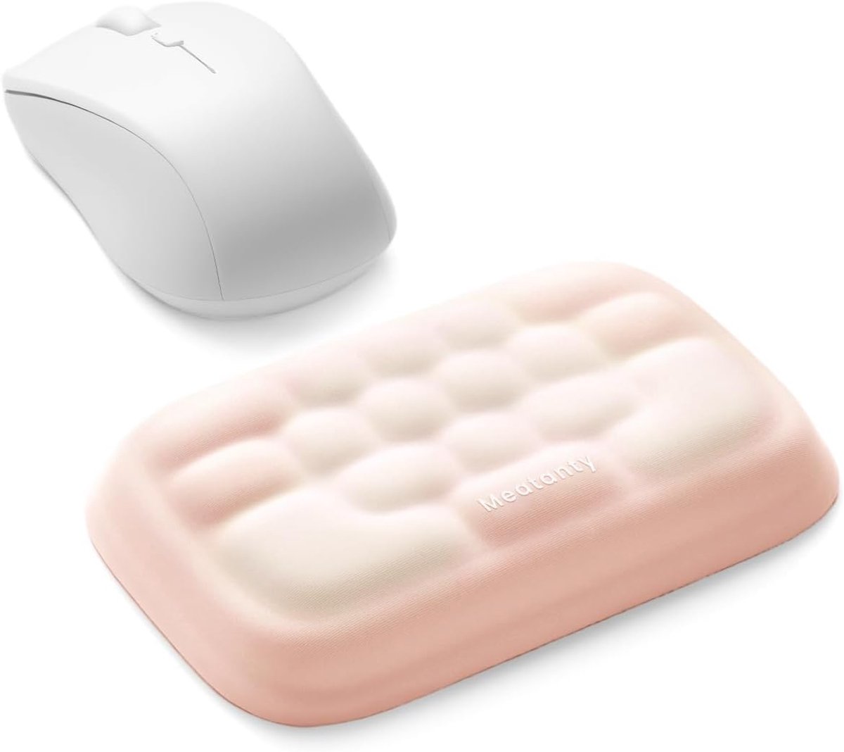 SnelShoppen - Ergonomische Muis Polssteun Pad met Traagschuim en Koelgel, Comfortabele Handsteun voor Computergebruik, Champagne/Wit, Ideaal voor Thui
