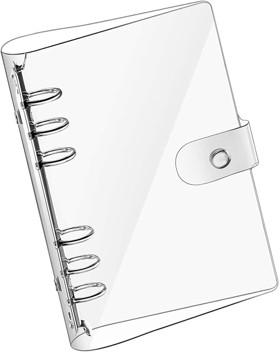 SnelShoppen - A5 Transparante PVC Ringband 6 Ringen - Zacht Notitieboek met Drukknoopsluiting - Navulbaar voor Doe-Het-Zelf Notitieboek, Fotoalbum & S