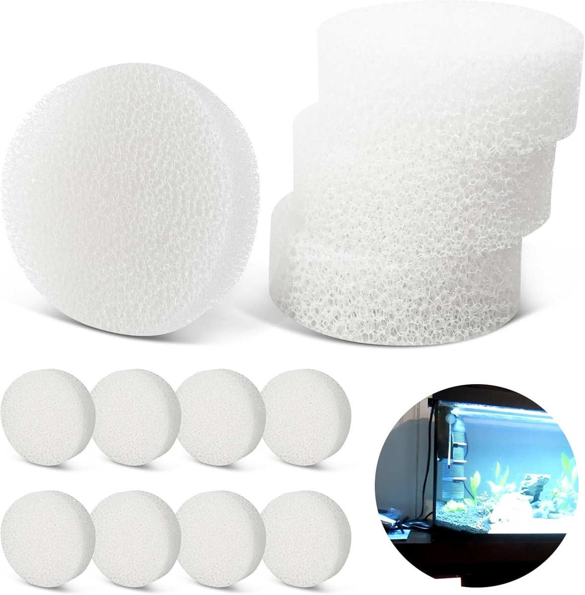SnelShoppen - Filterpatronen Filterspons voor Aquariums - Hoogwaardig Filtermateriaal voor Binnenfilters, Effectieve Reinigen, Mech & Bio, Geschikt vo