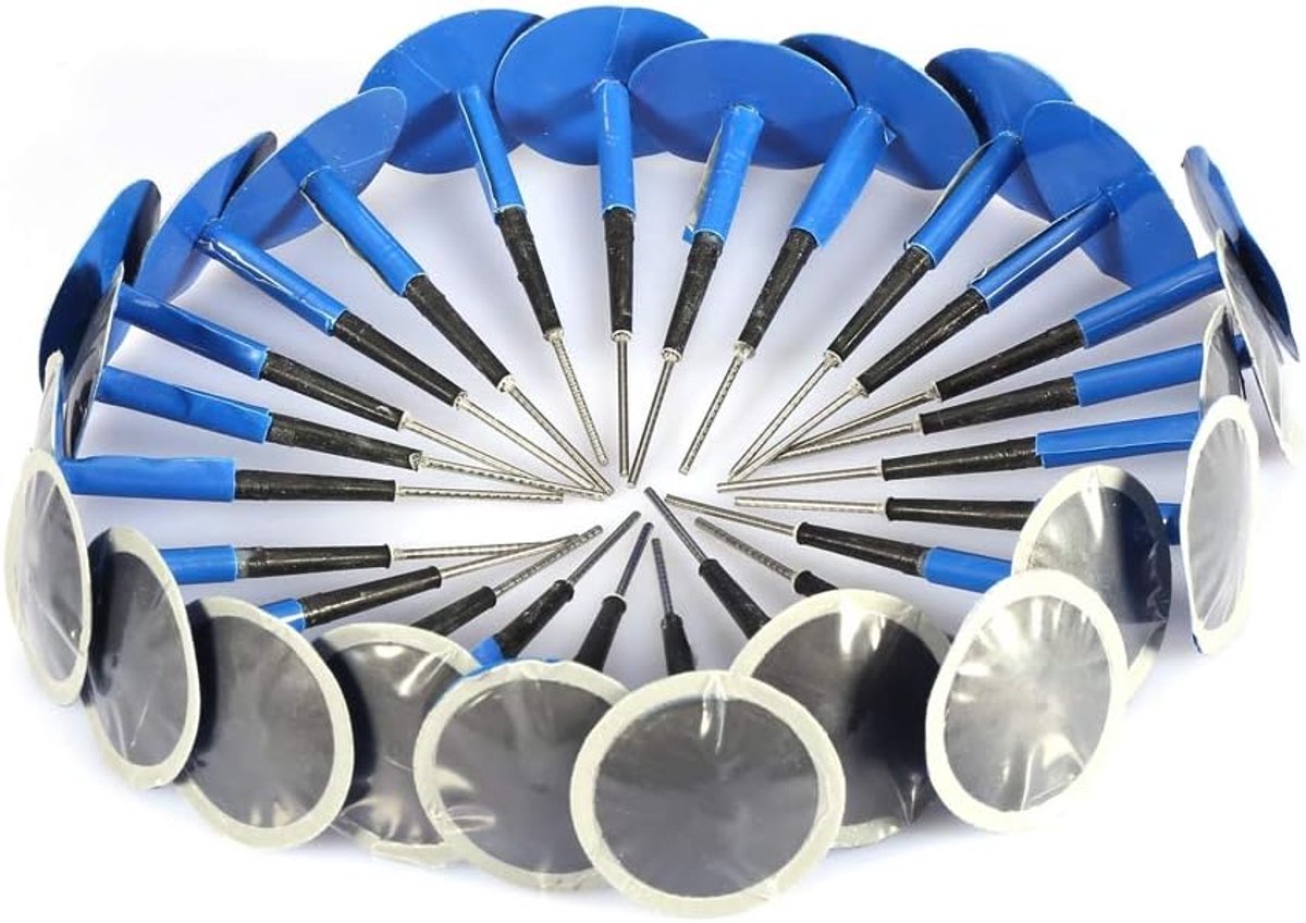 SnelShoppen - Universele Tubeless Band Punctie Reparatie Plug Patch Gum voor Auto Motorfiets - 24 Stuks - Rubber - Blauw - 36*4mm