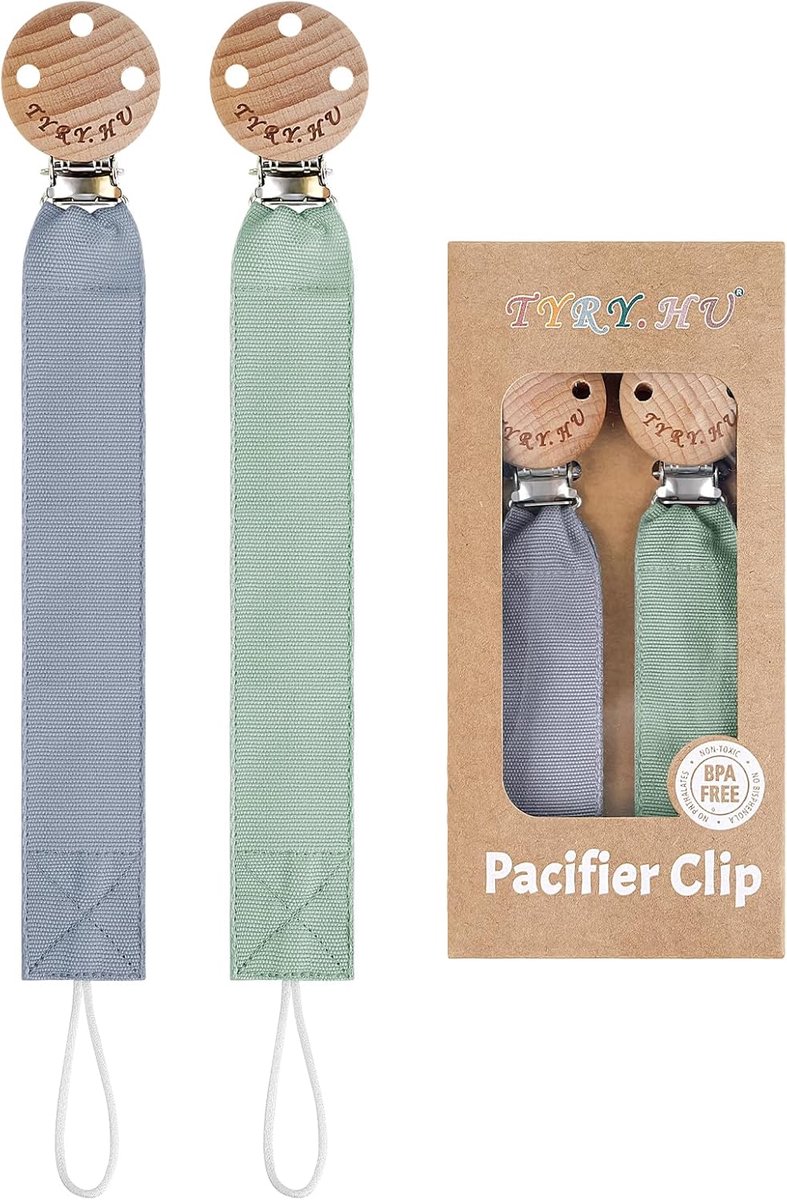 SnelShoppen - Handgemaakte Fopspeenketting voor Kinderen - Zachte Stoffen en Houten Bijtring - 2 Stuks - Veilig en Comfortabel - Perfect Kraamcadeau