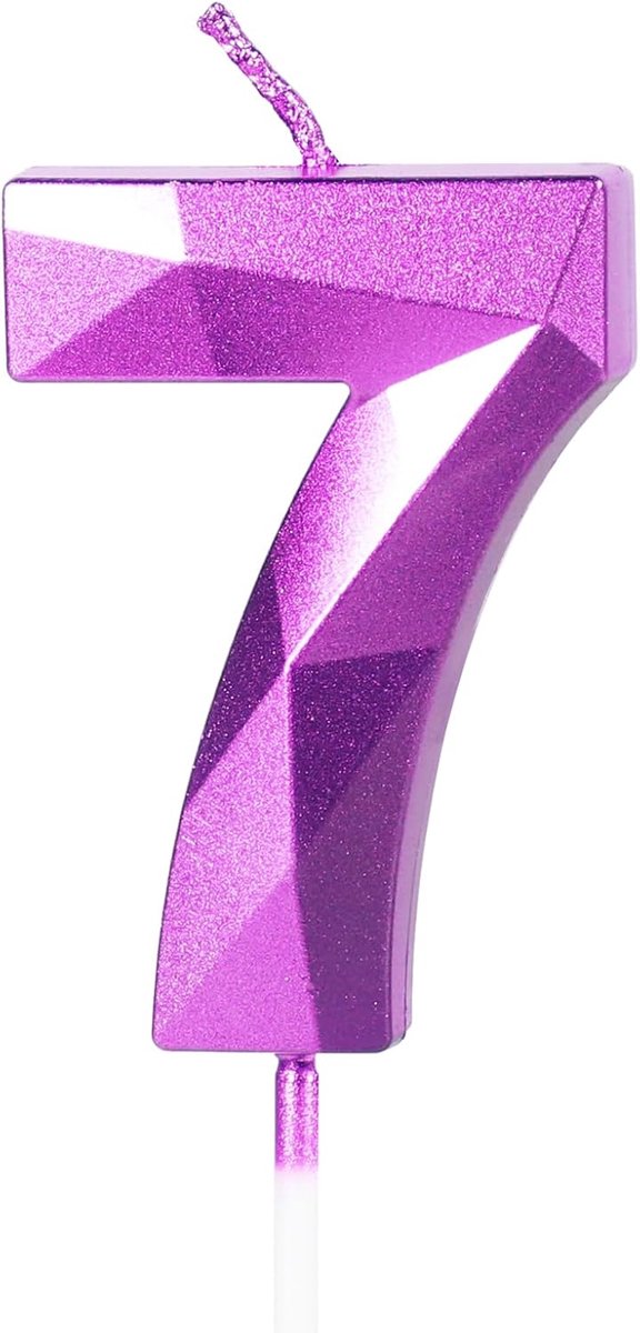 SnelShoppen - Paarse Verjaardagskaarsen 7 Jaar - Kaars Nummer 7 - Verjaardagsfeest Decoratie - Bruiloft Cake Versiering - 11.5 cm Lang