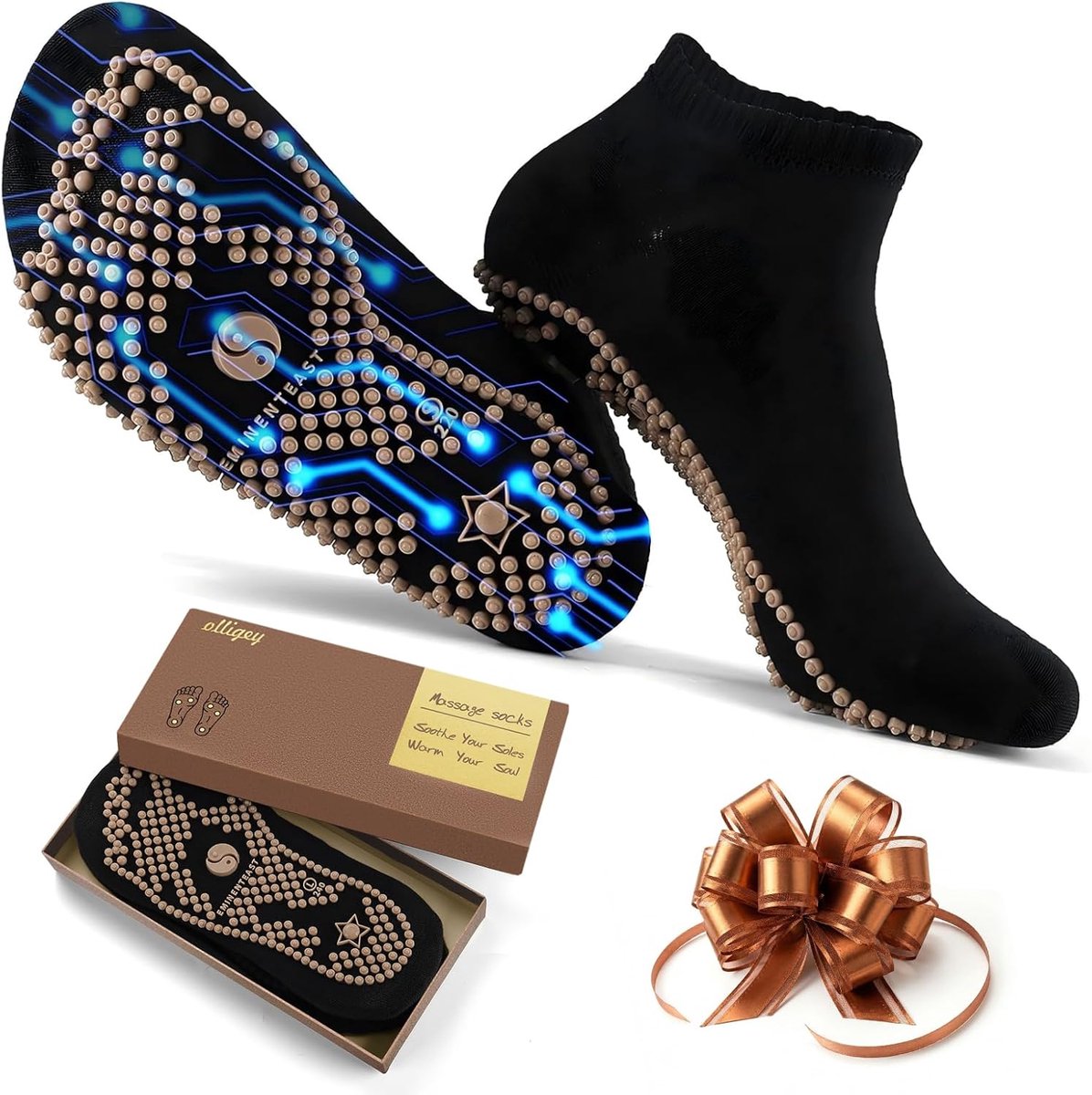 SnelShoppen - Acupressure Sokken Reflexologie Voetmassage voor Dames & Heren – Drukpunt Acupunctuur Sokken – Massage Cadeau voor Moeder & Ouderen – Ma