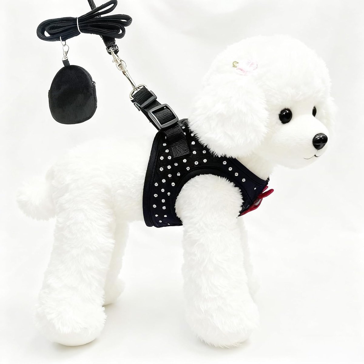 SnelShoppen - Hondenharnas voor Kleine Honden en Katten met Diamanten, Zacht Mesh, Roze, Inclusief Leash, Perfect voor Dagelijkse Wandeling en Feestje