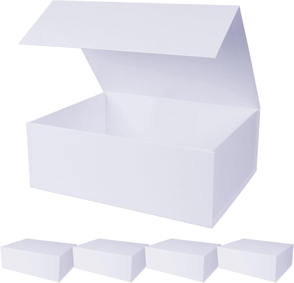 SnelShoppen - 5 Stuks Witte Magnetische Cadeauboxen met Deksel, 35 x 22.9 x 11 cm, Grote Vouwdozen voor Bruid en Bruidegom, Robuuste Herbruikbare Cade