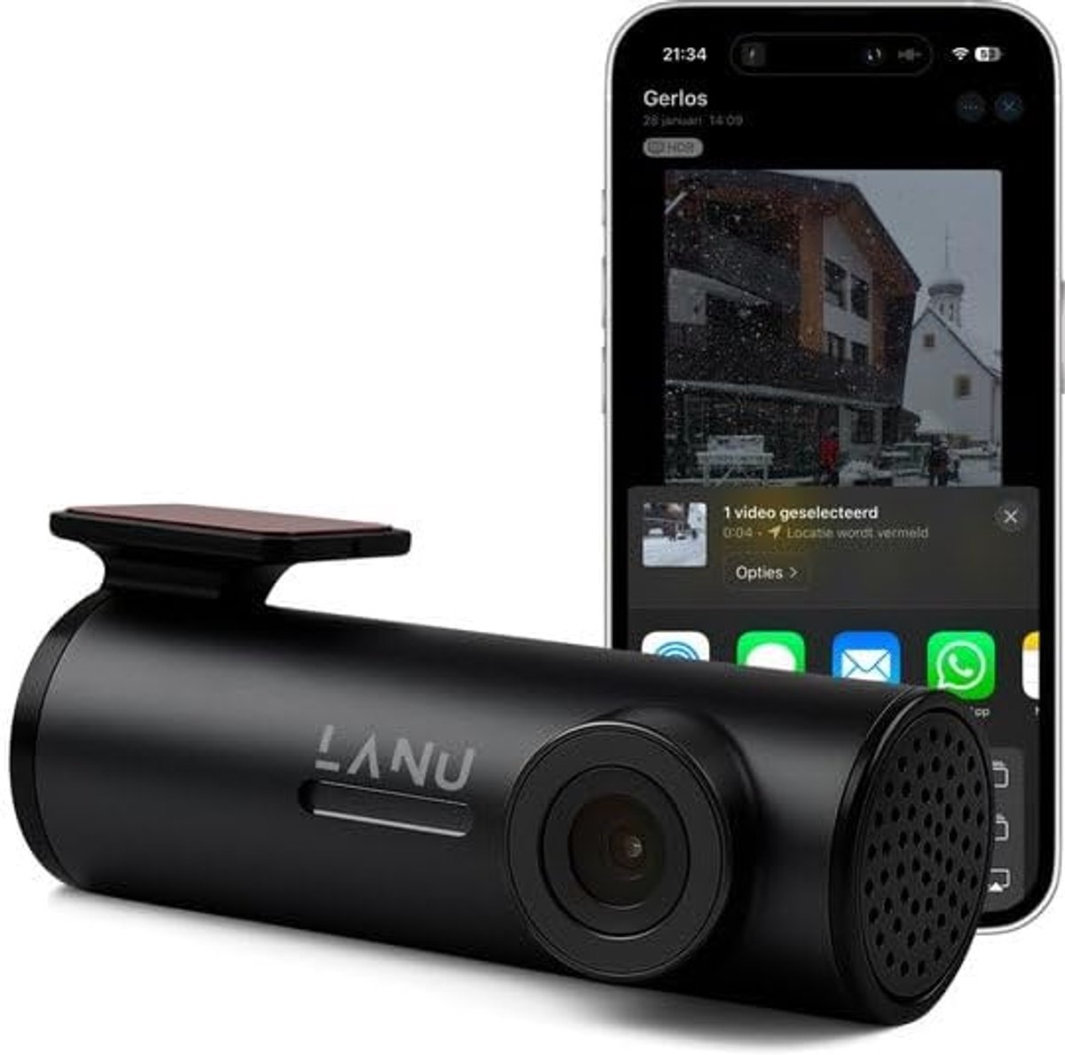 SnelShoppen - Dashcam Pro WiFi 2K - Auto Camera met Nachtzicht, Botsingsdetectie, Loopopname en 64GB SD Kaart
