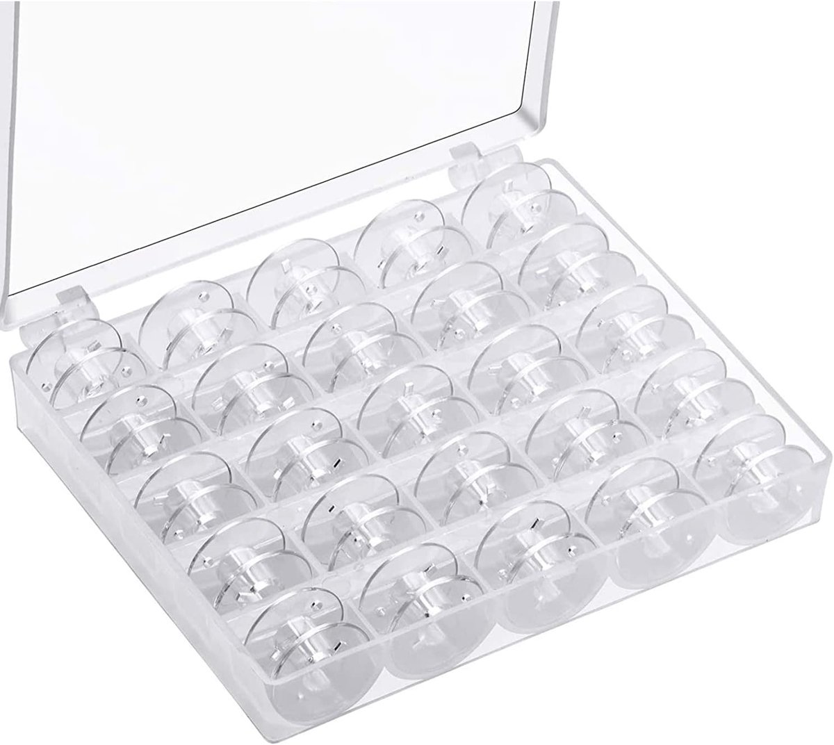 SnelShoppen - 25 Transparante Naaimachine Spoelen - Hoge Kwaliteit Plastic Naaldspoelen voor Naaien en Borduren - Duurzaam en Herbruikbaar - 20mm Diam