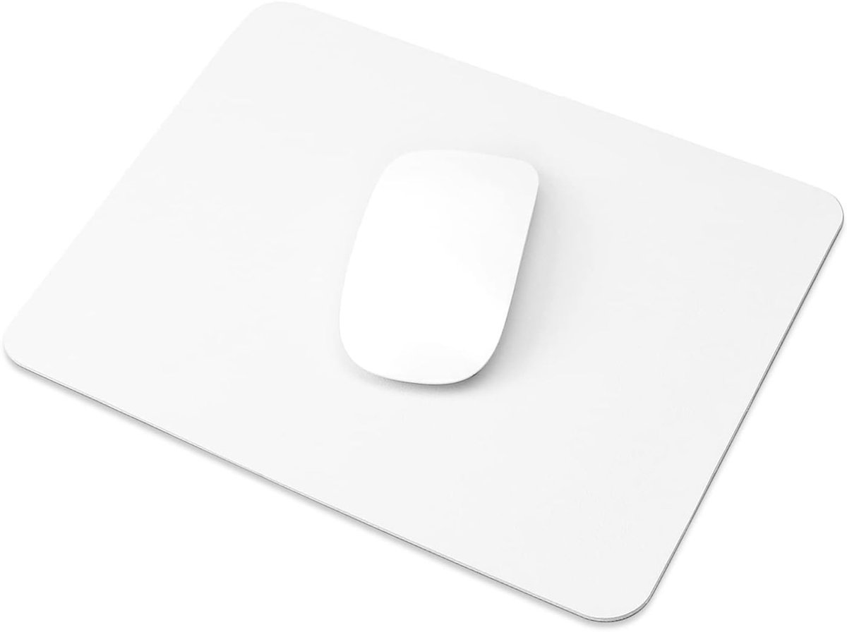 SnelShoppen - Premium PU Leren Muismat 250mm x 200mm Waterdicht en Dun met Antislip Onderkant voor Thuis, Kantoor, School en Gaming - Wit