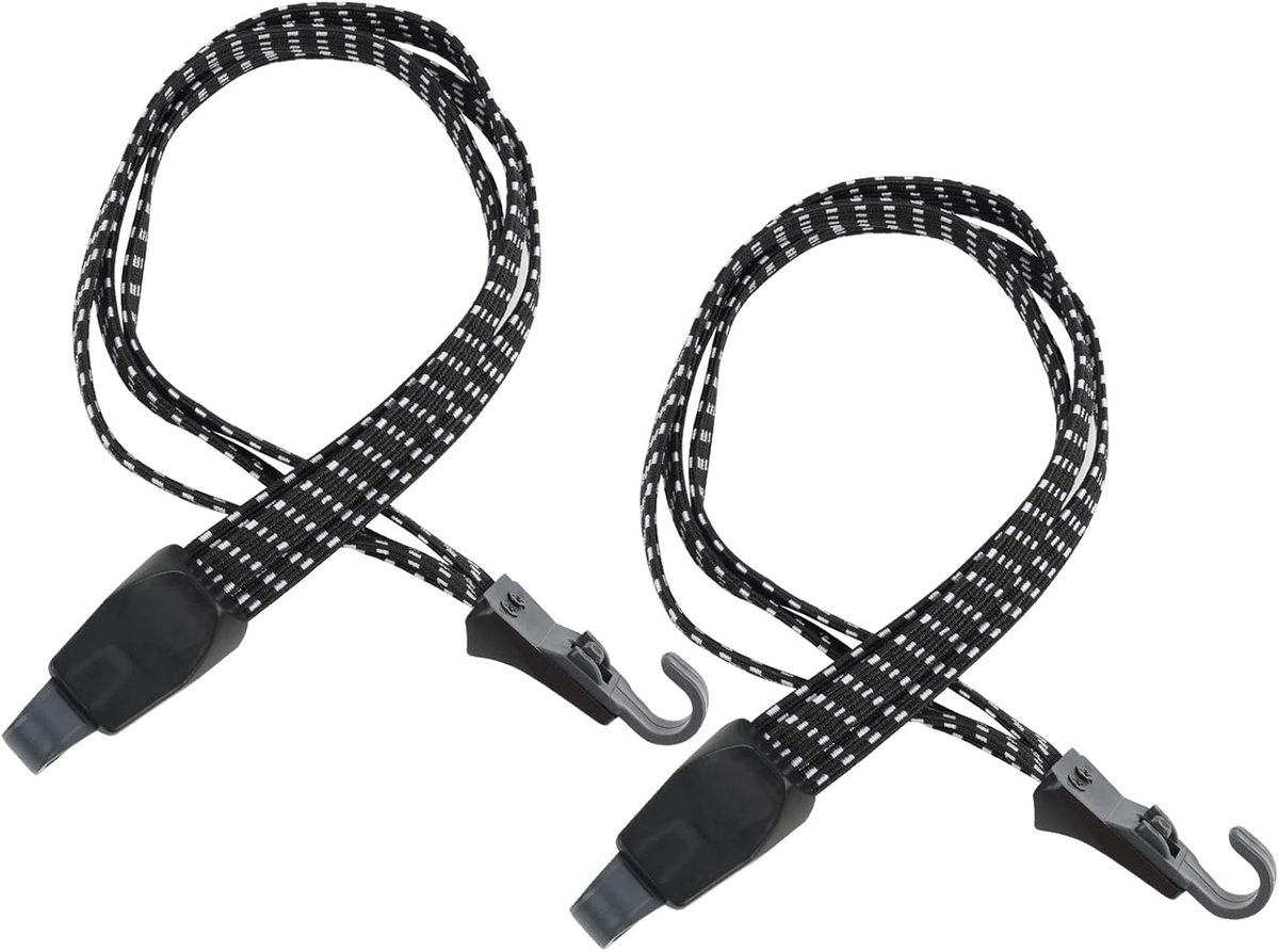 SnelShoppen - Pack van 2 Fietsslings, 3-in-1 Bagage Draagriem, Stretch Rubber met Haken, 65 cm Expander, Motor Lashing Strap voor Motorhelm en Fiets B