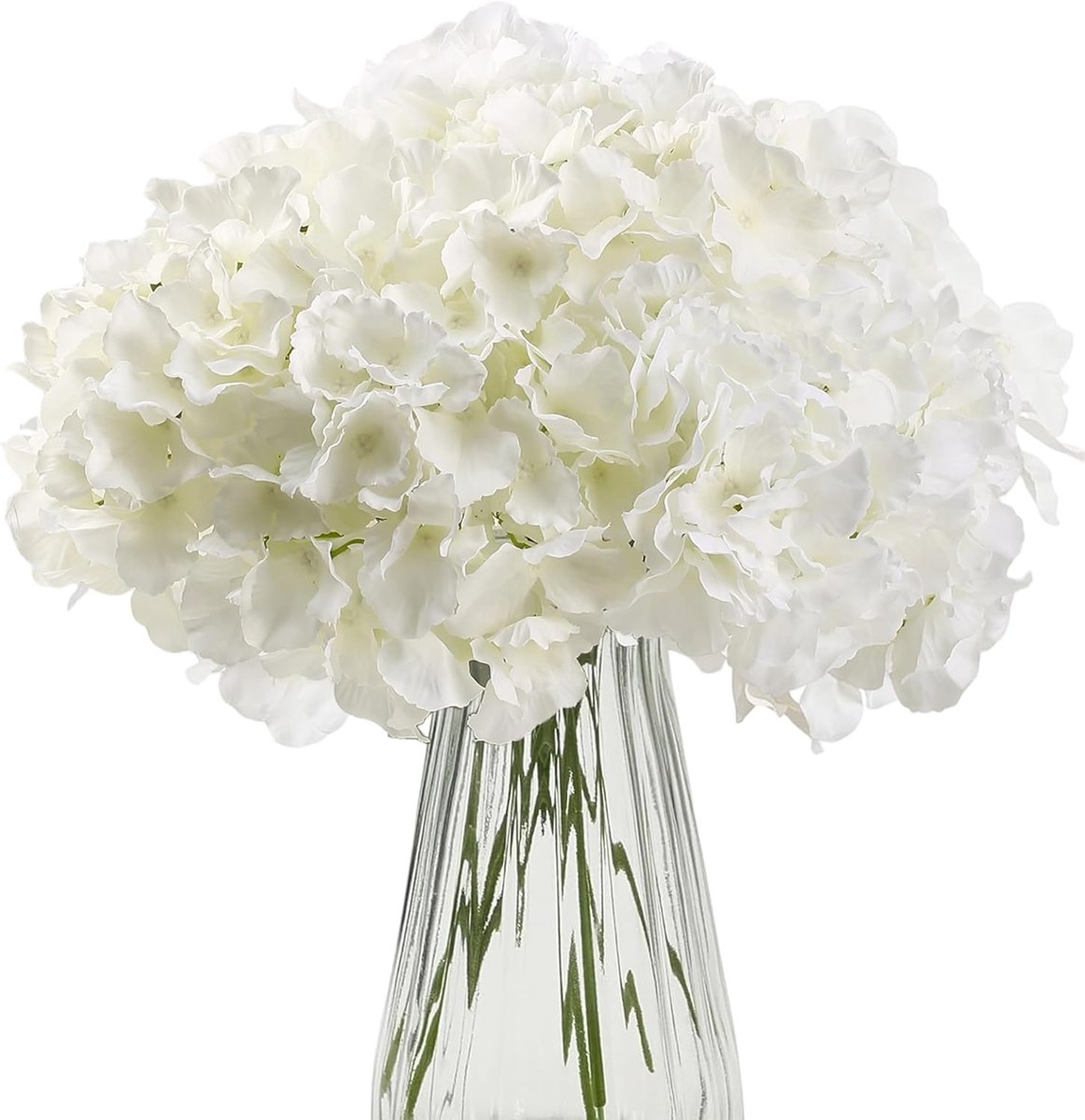SnelShoppen - 12 Stuks Kunstbloemen Hortensia, Witte Zijde Bloemen Voor Bruiloften, Feesten, Kantoor & Huisdecoratie, 35.5 cm Hoog, 20 cm Doorsnee, Pe