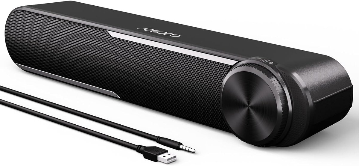 SnelShoppen - PC Speakers, USB Powered Soundbar voor Desktop Monitor, 10W Stereo Geluid, 3.5mm Aux Invoer, Ideaal voor Laptop, Computer, Gaming en Muz