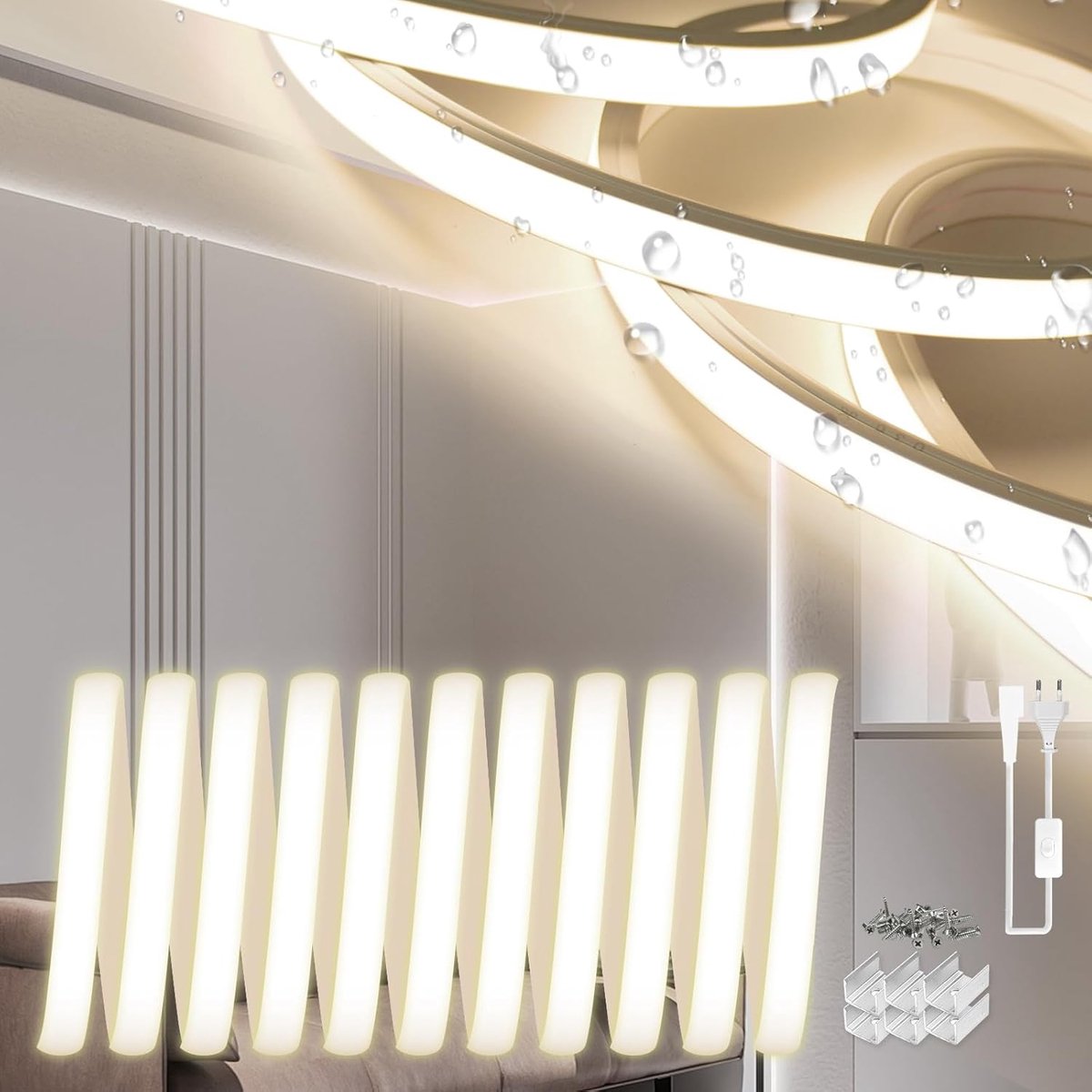 SnelShoppen - Neon LED Strip 2m - Silicone Waterproof Fireproof IP65 - 4000K Natuurlijk Wit - 10mm Flexibele LED Lichtstrip voor Buiten - Perfect voor