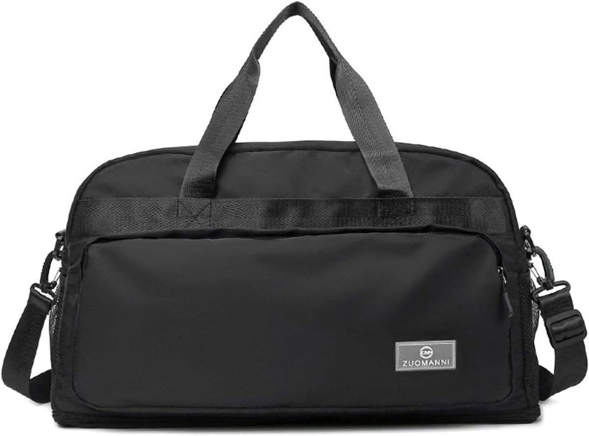 SnelShoppen - Dames Waterproof Gymtas - Grote Capaciteit Sporttas - Duffle Bag met Uitbreidbare Maat - Zwart Reis- en Sporttassen - Ideaal voor Fitnes