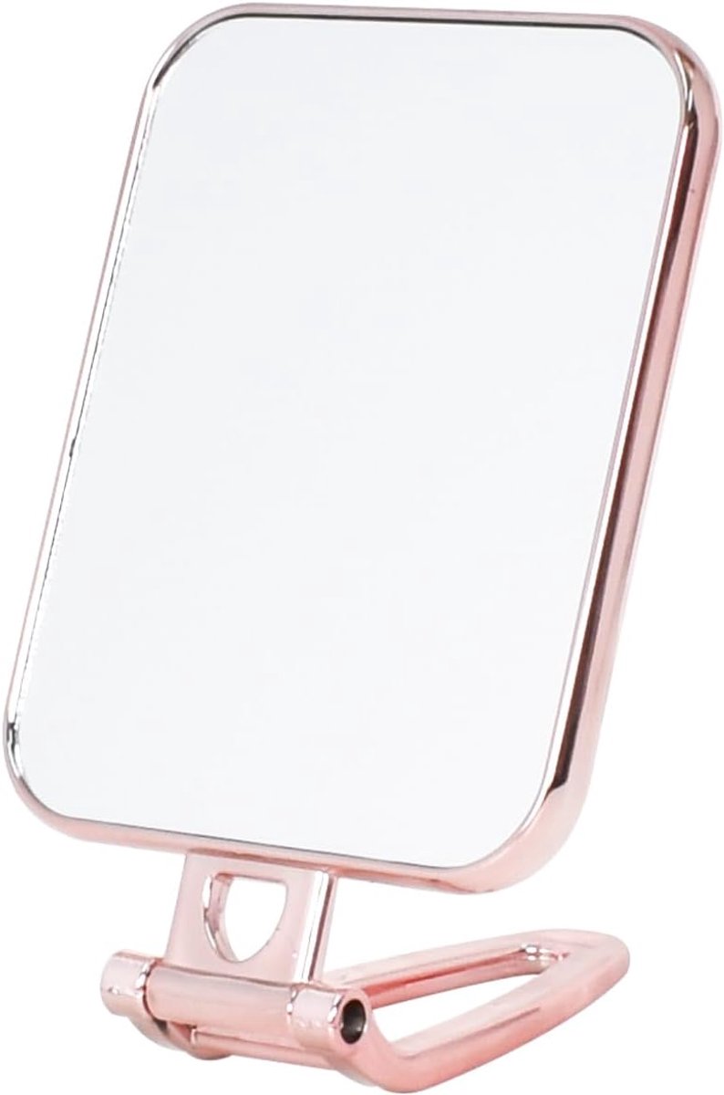 SnelShoppen - Rectangular Makeup Mirror with Handle, 270° Vouwbare Staande Spiegel, Kleine Tafel Spiegel, Dubbelzijdige Make-up Spiegel, Reis Spiegel