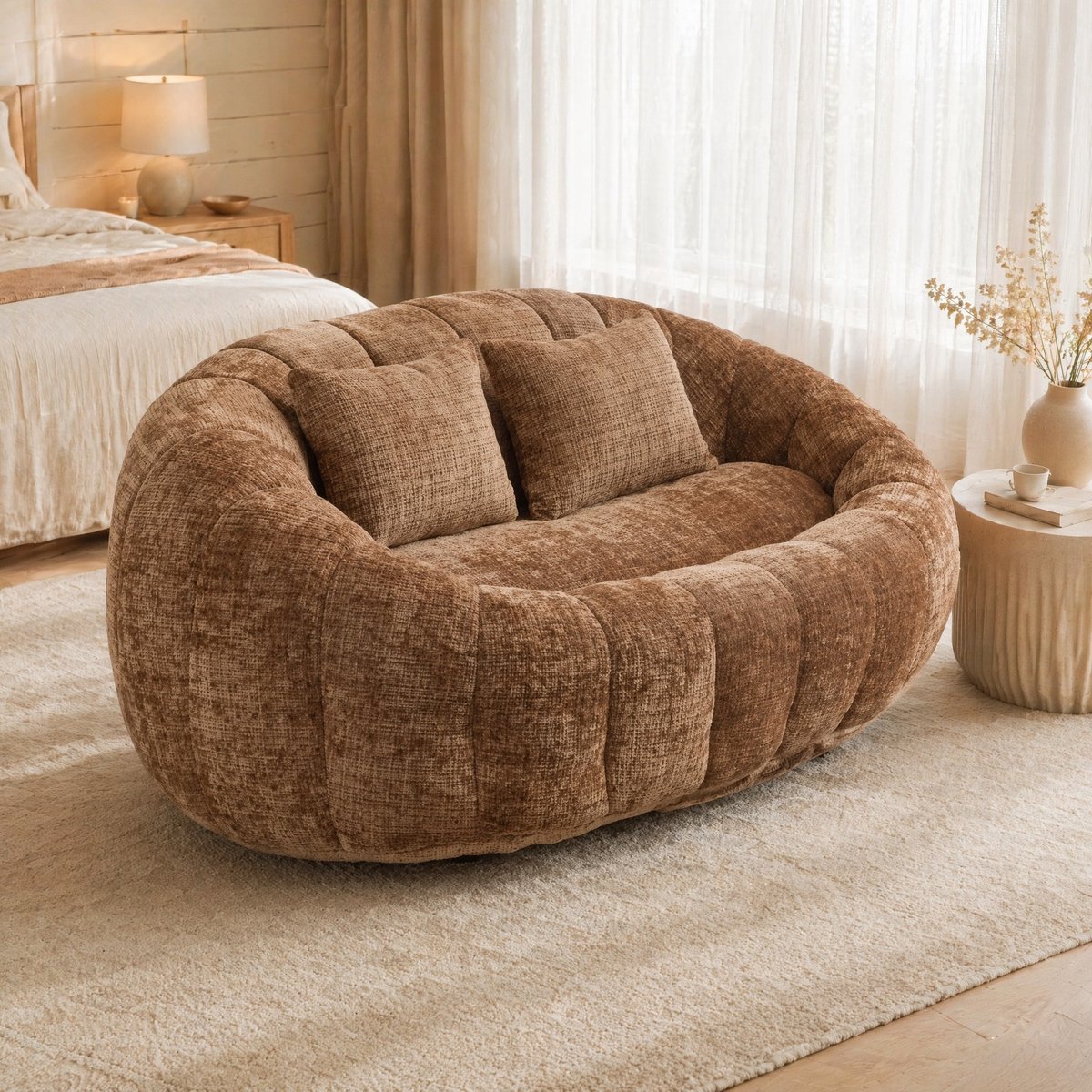 MODENUIT Zitzak 150 x 95 x 63 cm - Hoge Rugleuning En Armleuningen - Voor Binnen En Buiten - Polyester Koffie