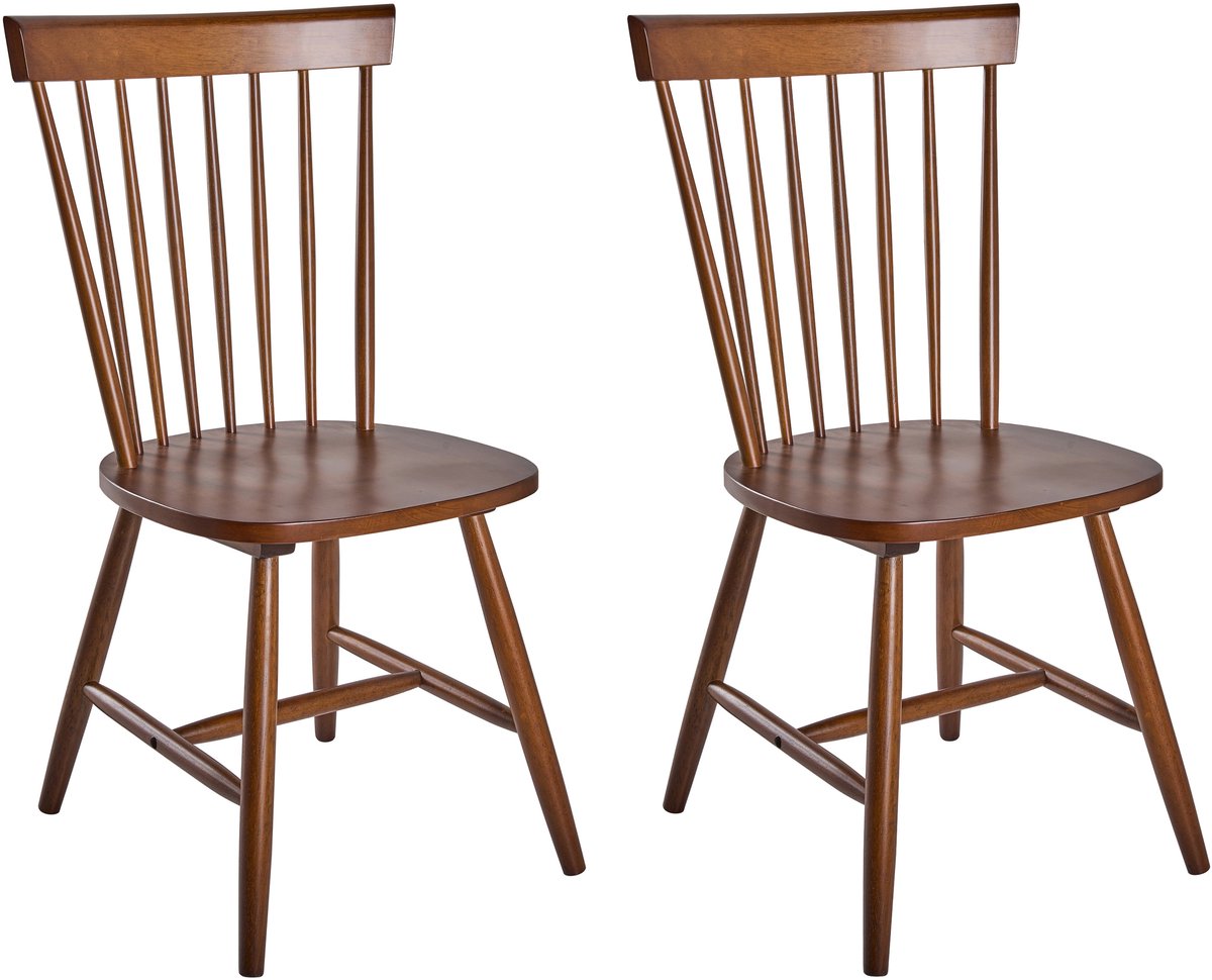 BURGES - Set van 2 eetkamerstoelen - Bruin - Rubberhout