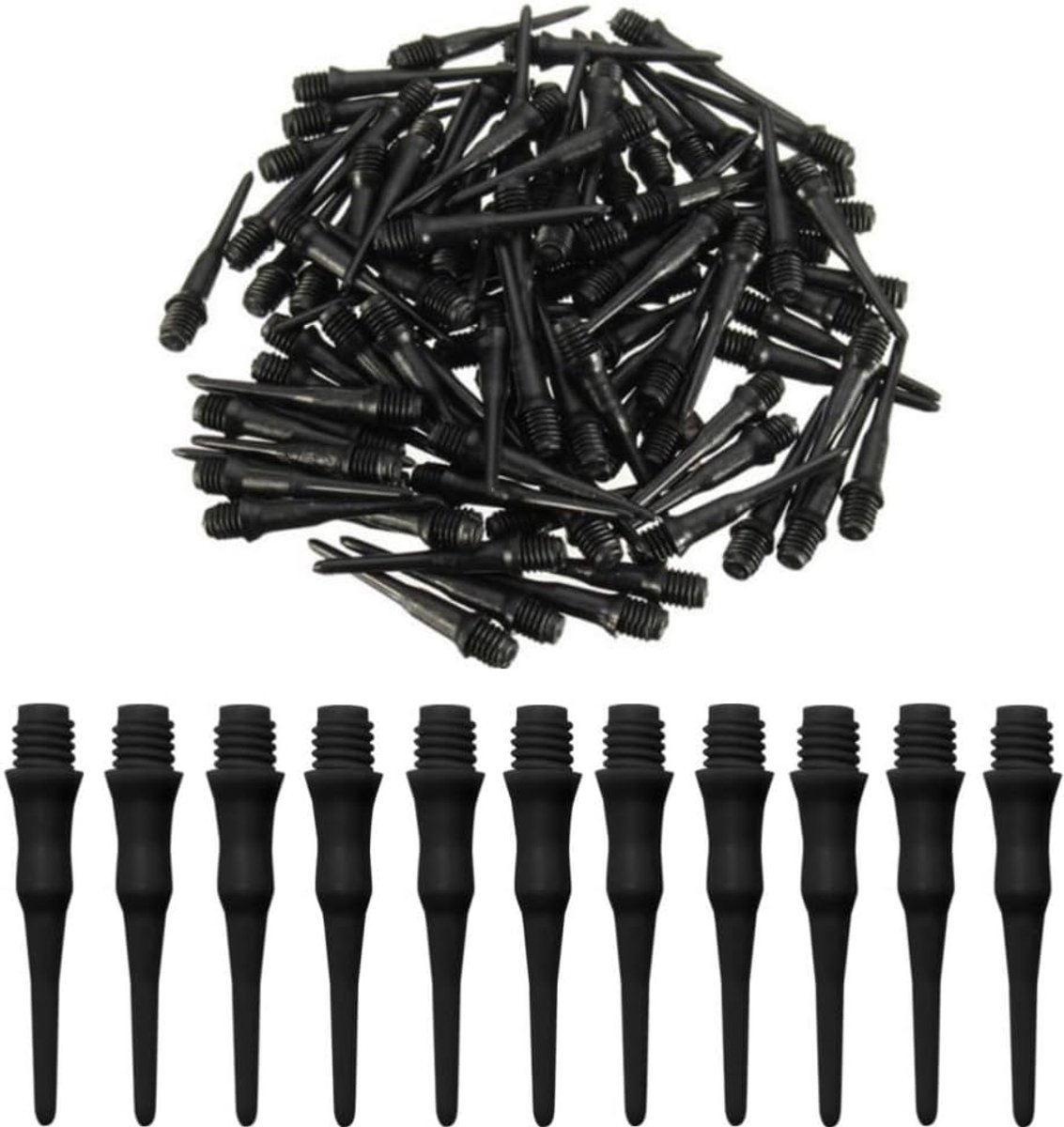 SnelShoppen - Pack van 100 stevige plastic dart tips, zachte zwarte kleur, ideaal voor trainingen en spelletjes, dartaccessoires voor kinderen, feeste