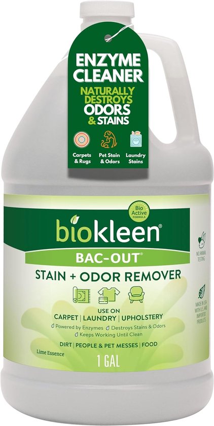 SnelShoppen - Biokleen Bac-Out Vloerkledenreiniger 3.8 L | Enzymatische Vlekken- en Geurverwijderaar voor Tapijten, Banken, Huisdieren, Wijnvlekken, P