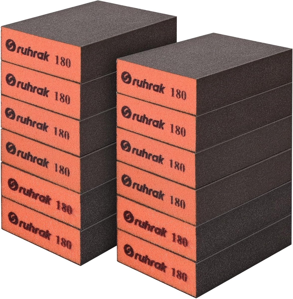 Thijox - Schuurblok 12 Stuks Harde Schuursponzen 180 Korrels Herbruikbare Schuurpads voor Hout, Kunststof, Gipsplaat en Metaal, Nat en Droog Gebruik
