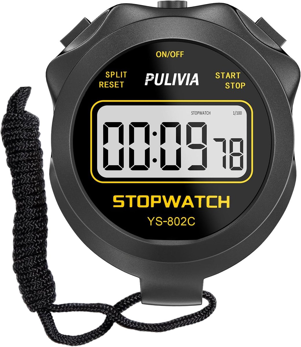 SnelShoppen - Digitale Stopwatch voor Kinderen en Trainers, Stille Chronometer, Grote Display, Split/Solo Ronde, Eenvoudig in Gebruik, Batterijbespare