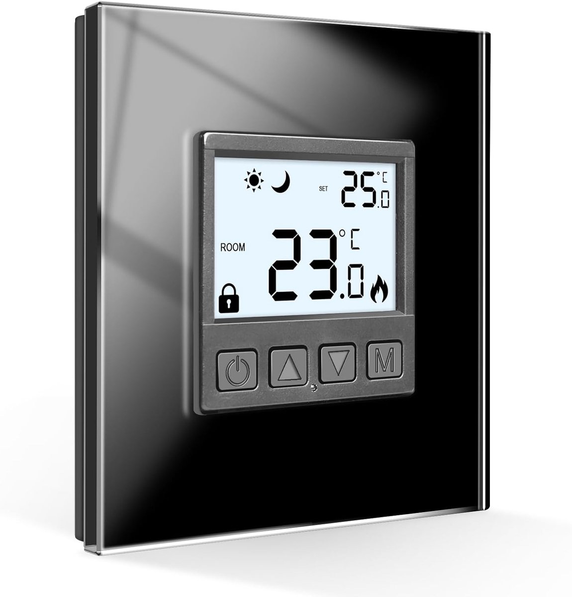SnelShoppen - Digitale Thermostaat Programmeerbaar voor Centrale Verwarming, Ondergrondse Verwarming, Elektrisch, Water, Zwart, 16A, LCD Scherm, Flexi