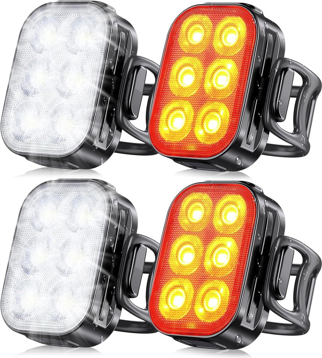 SnelShoppen - Ultra-dunne LED Fietslamp Set, USB Oplaadbaar, IP65 Waterproof, Voor- en Achterlicht met 4+6 Verlichtingsmodi, Perfect voor Nachtfietsen