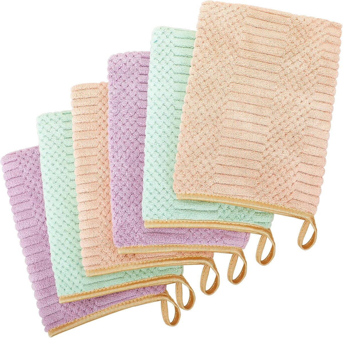 SnelShoppen - Set van 6 Soft Washcloths - Katoenen Washandjes 15 x 21 cm - Sterke Waterabsorptie - Ideaal voor Gevoelige Huid, Make-up en Peeling - Pe