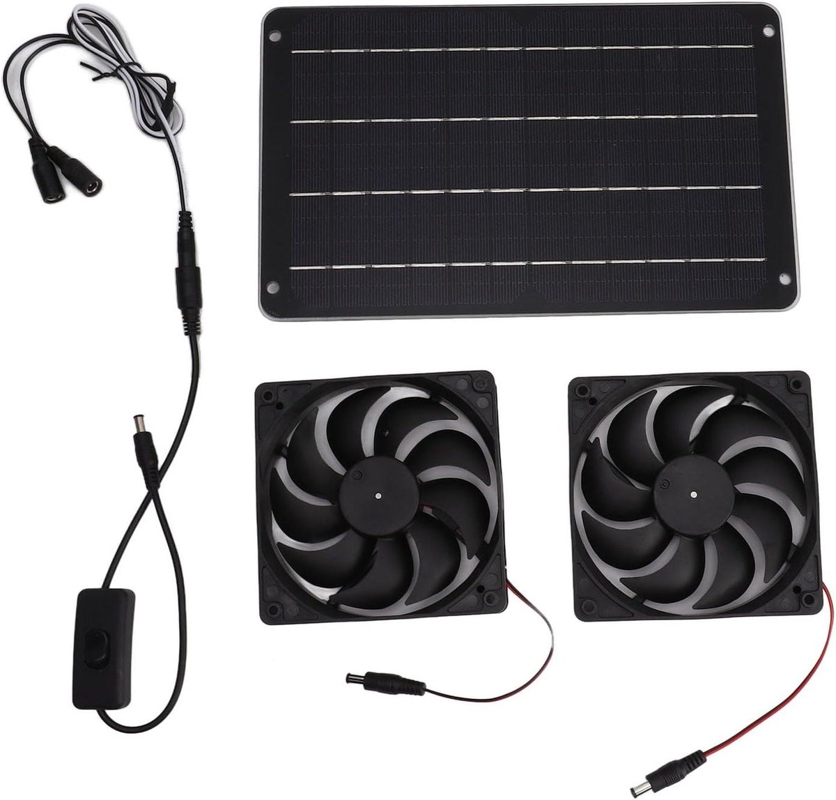 Zonneventilator Set - Energiebesparende Ventilator - Koelte Creëren - Geïntegreerde Aan/Uit Schakelaar - 20 W - Zwart