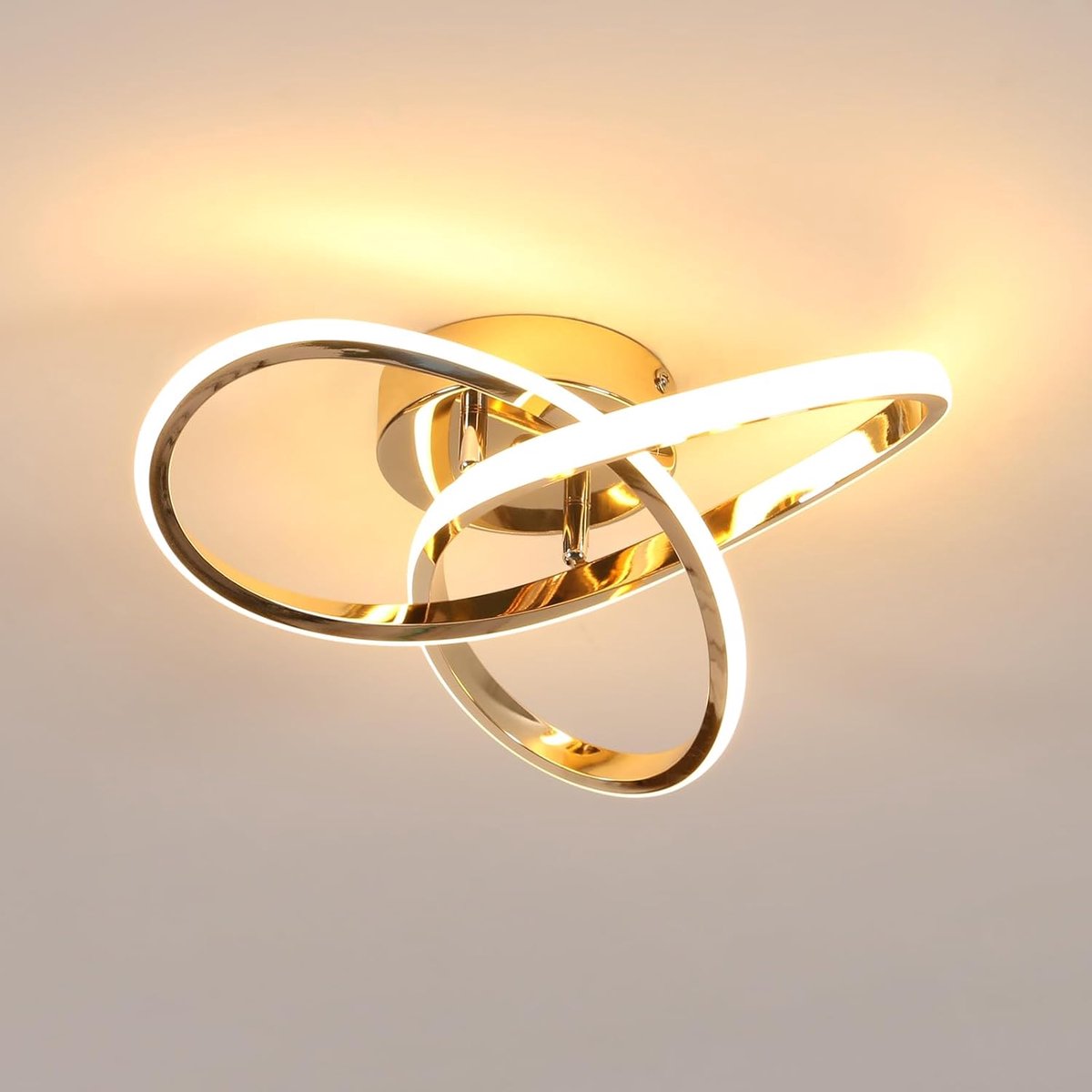 SnelShoppen - Moderne LED Plafondlamp 30W, 3375 LM, Elegante Gouden Bloemdesign Chandelier voor Woonkamer, Slaapkamer, Eetkamer, Warm Wit 3000K